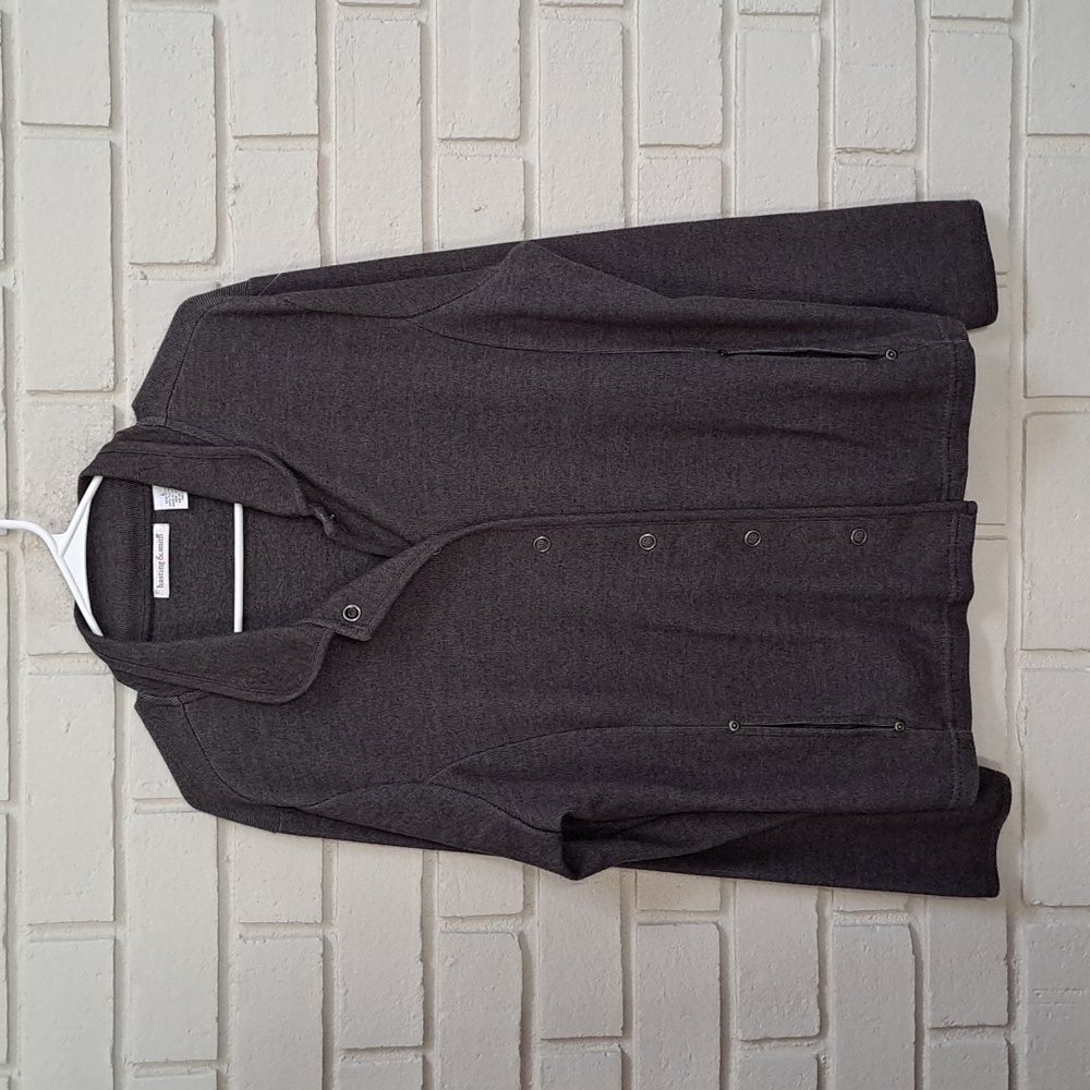 Hasting & Smith Gray Cotton Blend Snap Button Business Casual Jacket. Size Large